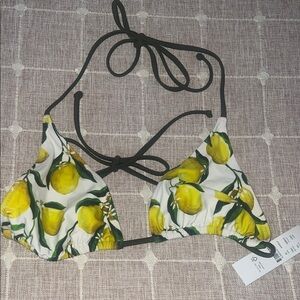 JCREW unlined Lemon Print Triangle Bikini Top